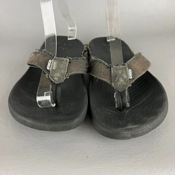 Crocs Sandals Womens 9 Thong Slip On Flip Flops Green Fabric Men - Picture 2 of 10